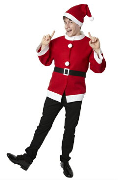 [サンタ コスプレ メンズ] シンプルサンタジャケット（帽子付き） (サンタクロース 衣装 男性用 サンタ 衣装 クリスマス コスプレ 男女兼用)【_849117】