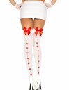 【2点までメール便も可能】 【Music Legs・ストッキング】4733White/Red （白　赤） [ミュージックレッグス　ニーハイソックス　ニーハイストッキング　オーバーニーストッキング　女性　レディース　セクシー]【002291】