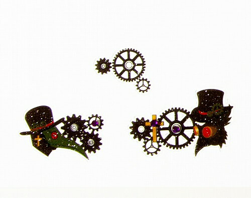 【15点までメール便も可能】 アイシャドウ(Steampunk)[おばけ 歯車 機械仕掛け フェイスシール ボディシール アートシール ハロウィンメイク イベン...