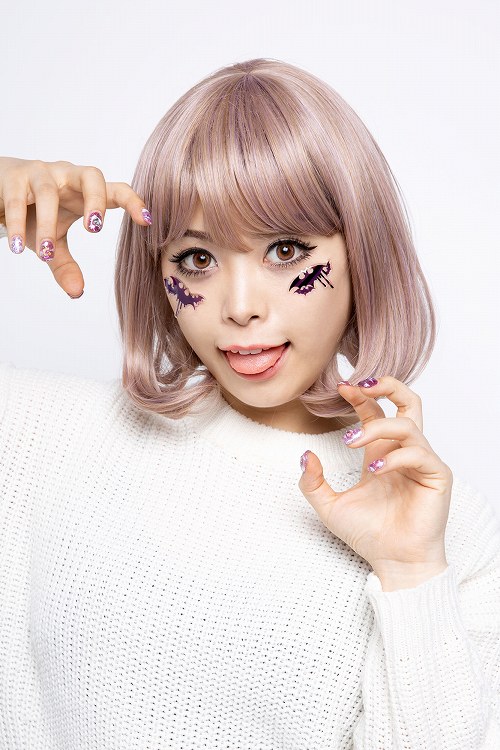 【15点までメール便も可能】 ティアドロップ1(Striped bat) [ナイト 夜 闇 コウモリ バット フェイスシール ボディシール アートシール ハロウ...