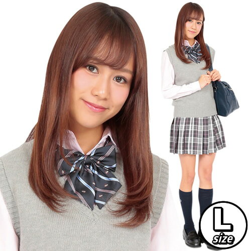 【制服　ベスト】ティーンズエバー　ベスト（杢グレー）L　[ベスト　制服　グレー　学生服　スクールベスト　Teens Ever　女子高生　JK　コスプレ　コスチューム　レディース　私服　高校　私服校]【A-1667_864288】