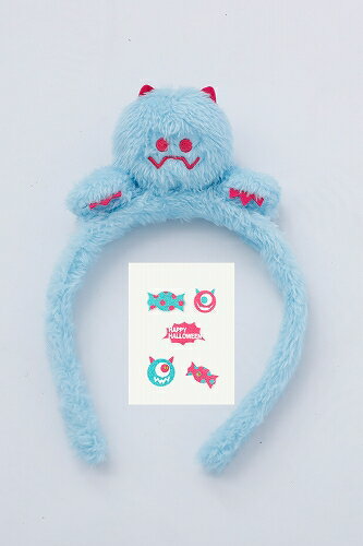 【2点までメール便も可能】カチューシャ&フェイスシールセット モンスター ［モンスター 怪物 飾り コスプレ カチューシャ 髪飾り ヘアーアクセサリー かんたん仮装 ハロウィン フェイスシール ボディシール アートシール ハロウィンメイク イベント］【_832215】