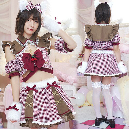 メタモルチェ えなこコラボ チェリーキャット [バレンタイン コスプレ 猫メイド 衣装 レディース コスチューム メイド服 かわいい ポップ 大人女性 なりきり ハロウィン イベント]【A-2159_908432】