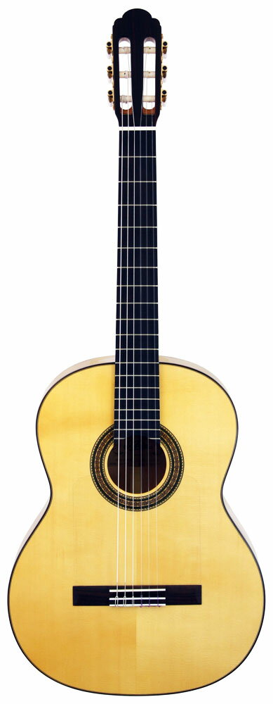 Aria Classic Guitars 鳴りがよく弾きやすい、アリアのクラッシックギター。これからクラシックギターを始める人から上級者までお奨めできるラインナップが揃っています。 全てのモデルが単板トップによる本格的な鳴りが特徴。上質なペグ、ウッドバインディングの採用など細かな点にもこだわった造りとなっています。 【特徴】 トップにスプルース単板を採用したフラメンコギター。 クラシックギターに比べ薄く作られたボディと、裏&amp;側板に軽い木材を使用することで明るく立ち上がりの早いサウンドを実現しています。 歯切れが良く、バランスのとれたサウンドが魅力。もちろん表板の傷を防ぐゴルペ板も装備しています。 【Specifications】 ●Top: Solid Spruce ●Back &amp; Sides: Agathis ●Thickness of Body: 85-90mm ●Saddle&amp;Nut: Bone ●Width of Nut: 52mm ●Width of Neck (12F): 63mm ●Neck: Mahogany ●Fingerboard: Rosewood ●Scale: 650mm ●Bridge: Rosewood ●Hardware: Gold ●Other: Golpe board この価格帯でこれだけの仕様のフラメンコギターは珍しいです。初心者から中級者まで「使える」フラメンコギターです。
