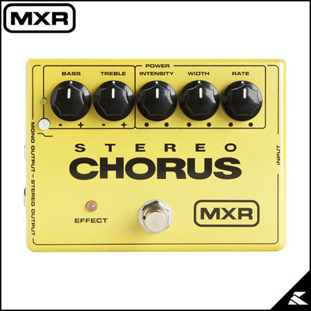 MXR M134 Stereo Chorus Rate、Width、Intensityのコーラスコントロールに加えて、コーラスエフェクトにのみ効くベー ス、トレブルのEQを持ち、加えて、ギターの低音にかぶるエフェクトを除くBass Filterスイッチを備えています。 Specification 電源18V: 乾電池006Px2または18VACアダプター