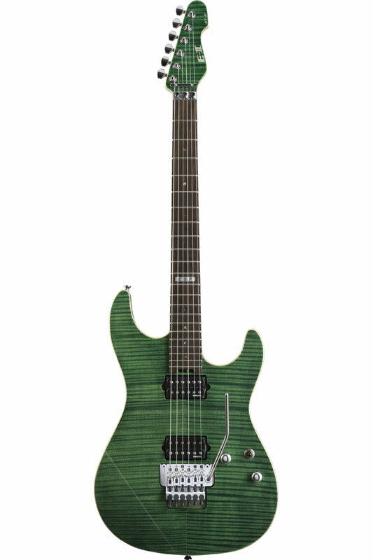 Specification Construction：Bolt-On-Neck Scale：25.5" Body：Basswood Top：Flamed Maple Neck：Maple Fingerboard：Rosewood Fingerboard Radius：305mm Finish：Emerald Green Nut Width：42mm Nut Type：Locking Neck Contour：Thin U Frets/Type：22 XJ Hardware Color：Chrome Strap Button：Standard Tuners：Gotoh Bridge：Floyd Rose Original Neck PU：DiMarzio Custom Wound (Steve Blucher Design) Bridge PU：DiMarzio Custom Wound (Steve Blucher Design) Electronics：Passive Electronics Layout：Vol/Tone(P/P)/Toggle Switch Case：CST1FF Case Included：Y クロサワオンラインストアならではのポイント! ・メーカー正規保証書付 ・全ての楽器は検品した後に発送 ・こだわりの安心梱包 ・万が一の事故にも対応の保険付発送