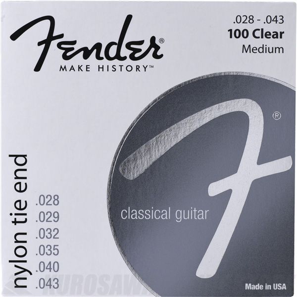 Fender Nylon Acoustic Strings, 100 Clear/Silver, Tie End, Gauges .028-.043, 《クラシックギター弦》【ネコポス】