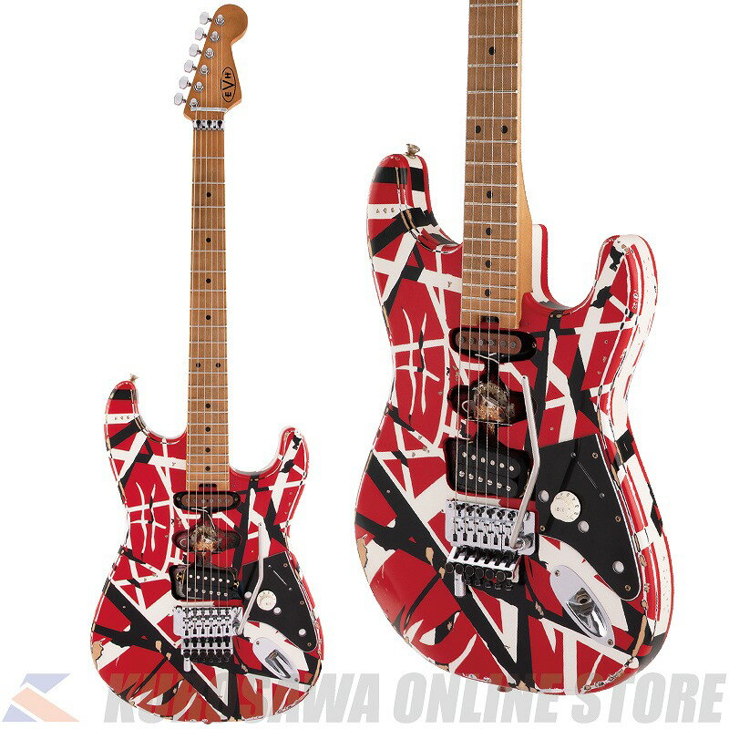 EVH Striped Series Frankie Maple Fingerboard -Red with Black Stripes- Relic