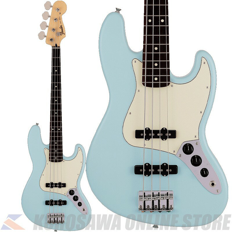 Made in Japan Junior Collection Jazz Bass?は従来のFenderのルックスを纏いながら30インチスケール指板を採用した、これから楽器を始めるエントリープレイヤーや若年層への新しい選択肢の一つとなるベースです。 30インチスケール指板がコードを押さえやすさと押弦時の指への負担を軽減し、約94%にスケールダウンしたコンパクトなボディと新しいボディキャビティ設計により軽量化を実現することで、より高い演奏性を提供します。 搭載している新設計のJunior Collection Modified Single Coil Jazz Bass?ピックアップは、Jazz Bass?ならではの伸びやかでうねるようなトーンが得られます。 ヴィンテージタイプのチューナーとヴィンテージスタイルの4サドルブリッジにより、チューニングの安定性を確保しています。 ※画像はサンプルです。 -SPEC- Series: Made in Japan Junior Collection Body Material: Basswood Body Finish: Gloss Polyester, Satin Polyester Neck: Maple, Modern “C” Neck Finish: Satin Urethane Fingerboard: Maple or Rosewood, 9.5” (241 mm) Frets: 19, Narrow Tall Position Inlays: Black Dot (Maple), White Dot (Rosewood) Nut (Material/Width): Bone, 1.5” (38.1 mm) Tuning Machines: Vintage-Style Scale Length: 30” (762 mm) Bridge: 4-Saddle Vintage-Style Pickguard: 3-Ply Eggshell (356), 3-Ply Mint Green (304, 306, 357), 4-Ply Tortoiseshell (300, 341) Pickups: Junior Collection Modified Single Coil Jazz Bass? (Bridge), (Middle), Junior Collection Modified Single Coil Jazz Bass? (Neck) Pickup Switching: None Controls: Volume 1. (Middle Pickup), Volume 2. (Bridge Pickup), Master Tone Control Knobs: Black Plastic Hardware Finish: Nickel/Chrome Strings: Nickel Plated Steel (.045-.105 Gauges) Case/Gig Bag: Gig Bag モデル番号：5682100304