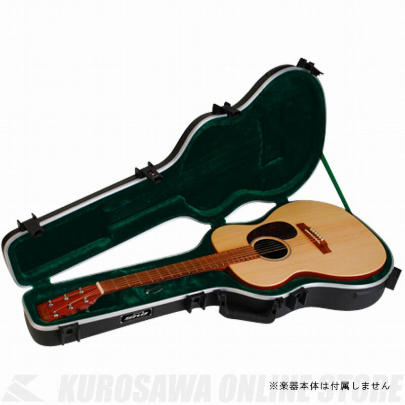 SKB 000 Sized Acoustic Guitar Case モールドのギターケース。トリプルOタイプの薄型アコースティックギター用ケース。 収納楽器最大サイズ Body Length:19.75 in (50.17 cm) Body Depth:4.50 in (11.43 cm) Lower Bout:15.25 in (38.74 cm) Upper Bout:11.50 in (29.21 cm)