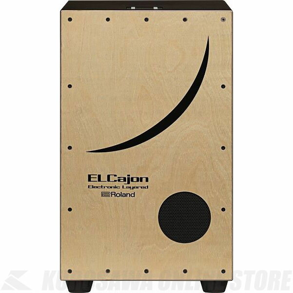 エレクトロニック・サウンドを内蔵した革新的なハイブリッド・カホン ローランドから、待望の新作EL Cajon "EC-10" Electronic Layerd Cajonが新製品として登場! 多彩な音色を同時に出すことができる革命的なカホンです。 EC-10(ELCajon)は、多彩な電子レイヤー音により、ユニークで新しいカホンの演奏スタイルを提案します。 アコースティック・カホン本体に、ローランドが培った電子パーカッション技術を搭載。アコースティック・カホン・サウンドに、タンバリンやシェイカーといったトラディショナルな打楽器から、スネアやエレクトロニック・ドラム、サウンド・エフェクトなどのエレクトロニック・サウンドをレイヤーして演奏することができます。 EC-10はスピーカー内蔵で電池駆動も可能、打楽器の演奏をより魅力的なものにします。 主な特徴 ・ローランドの電子パーカッション技術とアコースティック・カホン・サウンドを組み合わせた、ユニークなハイブリッド・パーカッション ・標準的なサイズ(50×30×30cm)、打面にはサペリ材を使用 ・30種類の電子レイヤー音を内蔵 ・各KITには打面のエッジとヘッドで別々の音色をアサイン ・様々なジャンルの演奏表現を実現する、豊富なアコースティックサウンドと電子パーカッション・サウンド ・アコースティック・カホン・サウンドに、スタジオ収録された別のカホン・サウンドをレイヤーし、さらに豊かで迫力あるカホン・サウンドに ・KIT選択、音量調節、トリガーバランスなど直感的な操作が可能 ・アンプ内蔵のコアキシャルスピーカー搭載 ・単三電池6本で最大12時間の連続使用可能 アコースティック・カホンとローランド音源がひとつに そのコンパクトさと汎用性で、ストリートライブからライブハウスでの本格的な演奏までシーンを選ばず使用され、カホンはパーカッションの中でも最も人気のある楽器の一つとなりました。シンプルな打楽器のカホンに音源と、ヘッド/エッジに独立したセンサーを搭載することで、EC-10はあらゆる音楽ジャンルにフィットする新たな演奏表現を可能にします。 タンバリンやジャンベをレイヤーしたサウンドで弾き語りとセッションしたり、スネアやTR-808サウンドをリズムに加えたり、スタジオ収録された別のカホン・サウンドを加えて、より豊かで迫力あるカホンとして演奏することができます。 スピーカー搭載、電池駆動可能 カホンの大きな魅力は、手軽に、それ1台で簡単に演奏ができるという点です。 EC-10は、そのアコースティック・カホンのシンプルな魅力はそのままに、エレクトロニック・サウンドとのハイブリッドを実現しました。 アンプ内蔵のスピーカーは、エレキギターのアンプサウンドや他の楽器とのセッションにも相性がよく、また、単三電池6本で最長12時間駆動するため、場所を選ばず、長時間のセッションにも対応できます。 さらに、セッションの際にスマートフォンやソングプレーヤーから音楽を再生させるためのインプット端子も搭載してます。 もちろん、電子レイヤー音をミュートして、通常のアコースティック・カホンとして演奏もできます。 演奏中も簡単操作 EC-10のトップパネルは演奏中も素早く簡単に操作できるようにデザインされています。 3種類のサウンド・グループとグループ内にある10種類のキットの選択には、それぞれ専用ボタンを設置。 電子レイヤー音の音量をリアパネルのボリュームつまみで調整し、トリガー・バランスつまみでトリガー・ポイントをヘッド側とエッジ側の間で調節します。 また、個人の演奏スタイルや、叩く強さに合わせてスレッショルドを調整することもできます。 それに加えて、演奏していない時はスタジオやリビングルームなどでイスとしても使えます。 主な仕様 打面素材:サペリ製合板 筐体素材:中質繊維板(MDF) スピーカー:同軸型16cm(6.5インチ) 定格出力:3W 規定入力レベル:MIX IN:-10dBu レイヤード音色キット数:30(カホン:10、パーカッション:10、SFX:10) レイヤード音色種類:2(ヘッド、エッジ) コントロール :リア・パネル POWERスイッチ VOLUMEつまみ TRIGGER BALANCE(トリガー・バランス)つまみ トップ・パネル サウンド・グループ選択ボタン×2 キット番号選択ボタン×2 インジケーター:サウンド・グループ キット番号 接続端子:ELECTRONIC SOUND OUT(エレクトロニック・サウンド出力)端子:標準タイプ MIX IN端子:ステレオ・ミニ・タイプ ACアダプター端子 電源:ACアダプター(DC5.7V) アルカリ電池(単3形)×6 消費電流:250mA 連続使用時の電池の寿命:通常演奏での使用:約12時間 最大負荷での使用:約6時間 ※電池の仕様、容量、使用状態によって異なります。 付属品:取扱説明書 「安全上のご注意」チラシ ACアダプター 保証書 ローランド ユーザー登録カード 外形寸法 / 質量 (外形寸法) 幅 (W):295 mm 奥行き (D):298 mm 高さ (H):495 mm 質量:6.0 kg ※0dBu=0.775Vrms ※叩く場所や強さによっては意図した電子レイヤー音が発音しない場合がございます。 ※製品の仕様及びデザインは改良のため予告なく変更することがあります。　