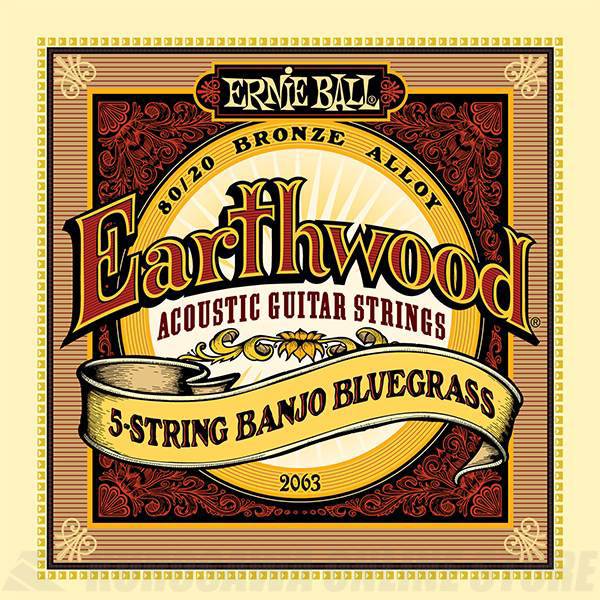 ERNIE BALL #2063 Earthwood 5-String Banjo Bluegrass Loop End 80/20 Bronze Acoustic Guitar Strings《バンジョー…