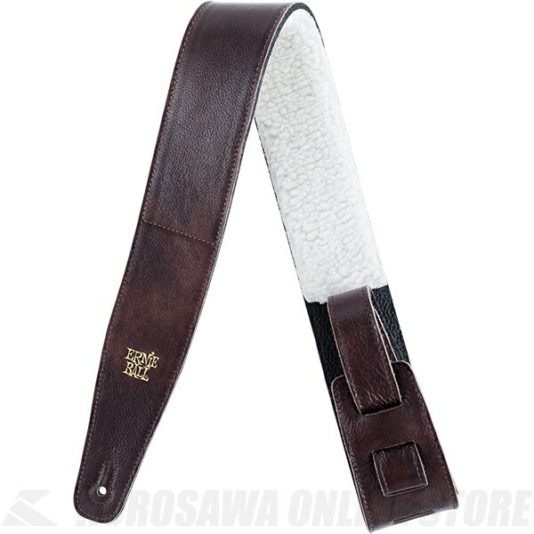 Ernie Ball 2.5" Adjustable Italian Leather With Fur Padding Straps Chestnut #4138 (ストラップ)