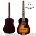 -Redlands Dreadnought Sunburst- TRAVELER GUITAR (トラベラーギター) の「Redlands Dreadnought Sunburst」は、ホローボディのコンパクトなエレクトリック・アコースティックギターです。 ヘッドストックを取り除くことで全長約832mm、重量2kg未満のコンパクトサイズを実現しつつ、25 1/2インチ (約648mm) フルスケールを採用しているので、ミニギターとは異なり違和感なく演奏できます。 またTRAVELER GUITARならではのチューニングシステム「Streamline™ Tuning System」を採用することで、さらなる省スペース化を実現しました。 ブレーシングのパターンを改良し、コンパクトながら大きなボリュームと重厚なトーンを生み出します。 ボディトップはスプルース、サイド&バック&ネックはマホガニー、フィンガーボードにはブラック・ウォルナット材を採用しています。 ピエゾ・ピックアップを搭載し、カスタム・プリアンプ、内蔵クロマチック・チューナー、3バンドEQを装備しています。 カラーはサンバーストです。 カスタム・ギグバッグ付属ですので、どこへでも気軽に持ち運べ、演奏が楽しめます。 ※商品画像はサンプル画像となります。 -Specification- ■Top: Spruce ■Back & Sides: Mahogany ■Neck: Mahogany ■Fingerboard: Black Walnut ■Frets: 20 Jumbo ■Scale Length: 約648mm (25 1/2 in.) ■Neck Width at Nut: 約44.5mm (1 3/4 in.) ■Neck Radius: 約241mm (9 1/2 in.) ■Body Width: 約318mm (12 1/2 in.) ■Overall Length: 約832mm (32 3/4 in.) ■Overall Depth: 約95mm (3 3/4 in.) ■Hardware: Traveler Guitar Streamline™ Tuning System (Antique Bronze) ■Pickup: Piezo ■Electronics: Custom Preamp with Built-In Tuner ■Audio Output: Standard 1/4 in. jack ■Batteries: 1 X 9V ■Strings: Phosphor Bronze (.012，.016，.024，.032，.042，.053) ■Finish: Gloss ■Color: Sunburst ■Weight: 約1.5kg (3 lbs. 5 oz.) ■Case: Gigbag