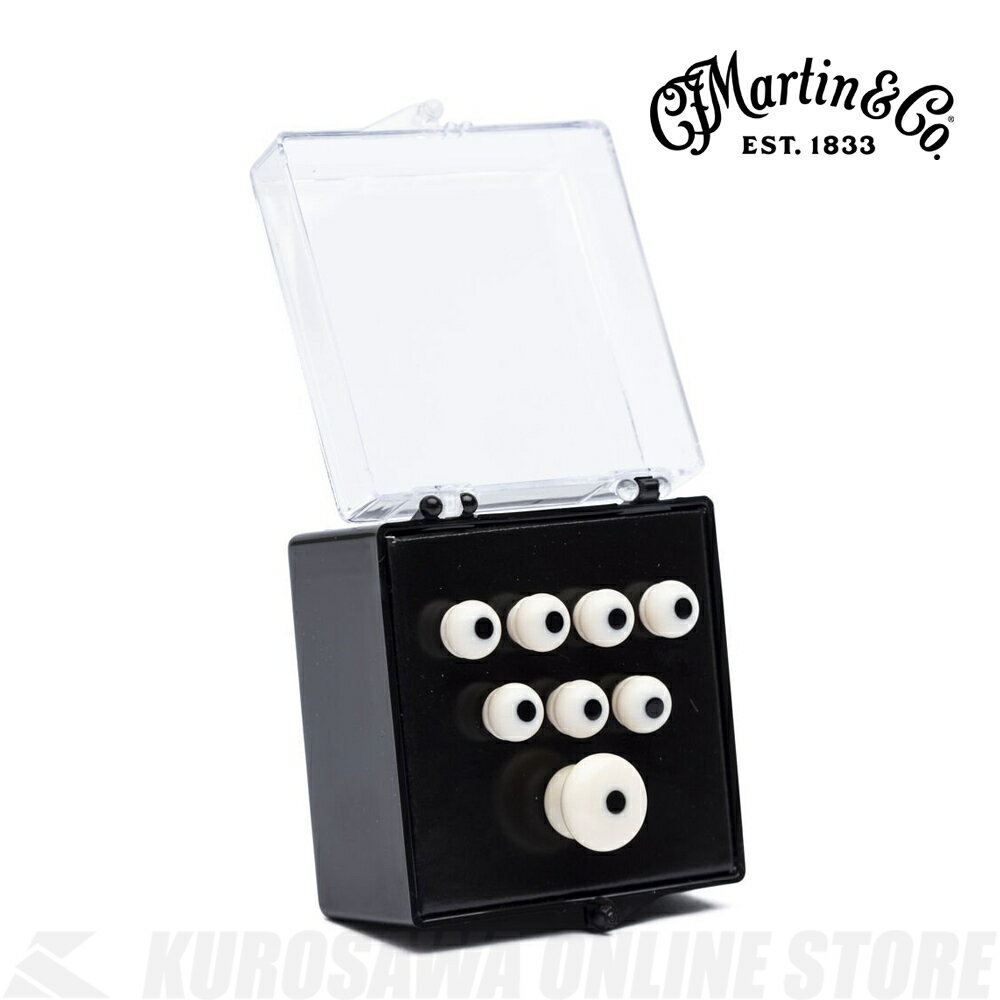 ★Pin,Set,Authentic,White w/Black オーセンティックシリーズ用のブリッジとエンドピン。 黒いインレイが付いた7 つのブリッジ ピンとエンドピンのセットです。