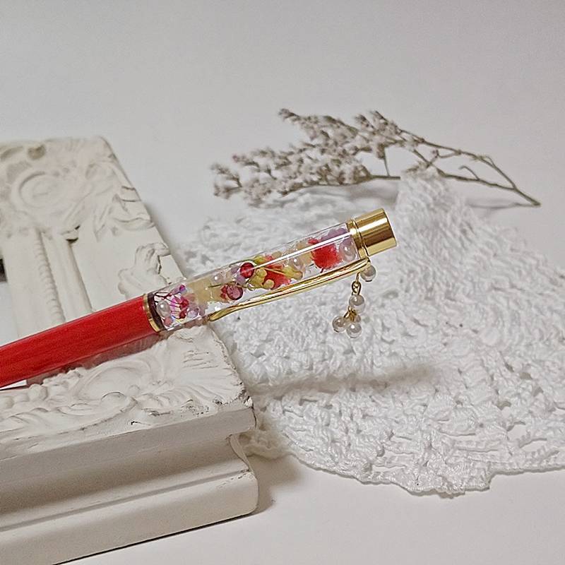 完成品 ハーバリウムボールペン チャーム付き （R-2）文房具 ハーバリウム ボール...