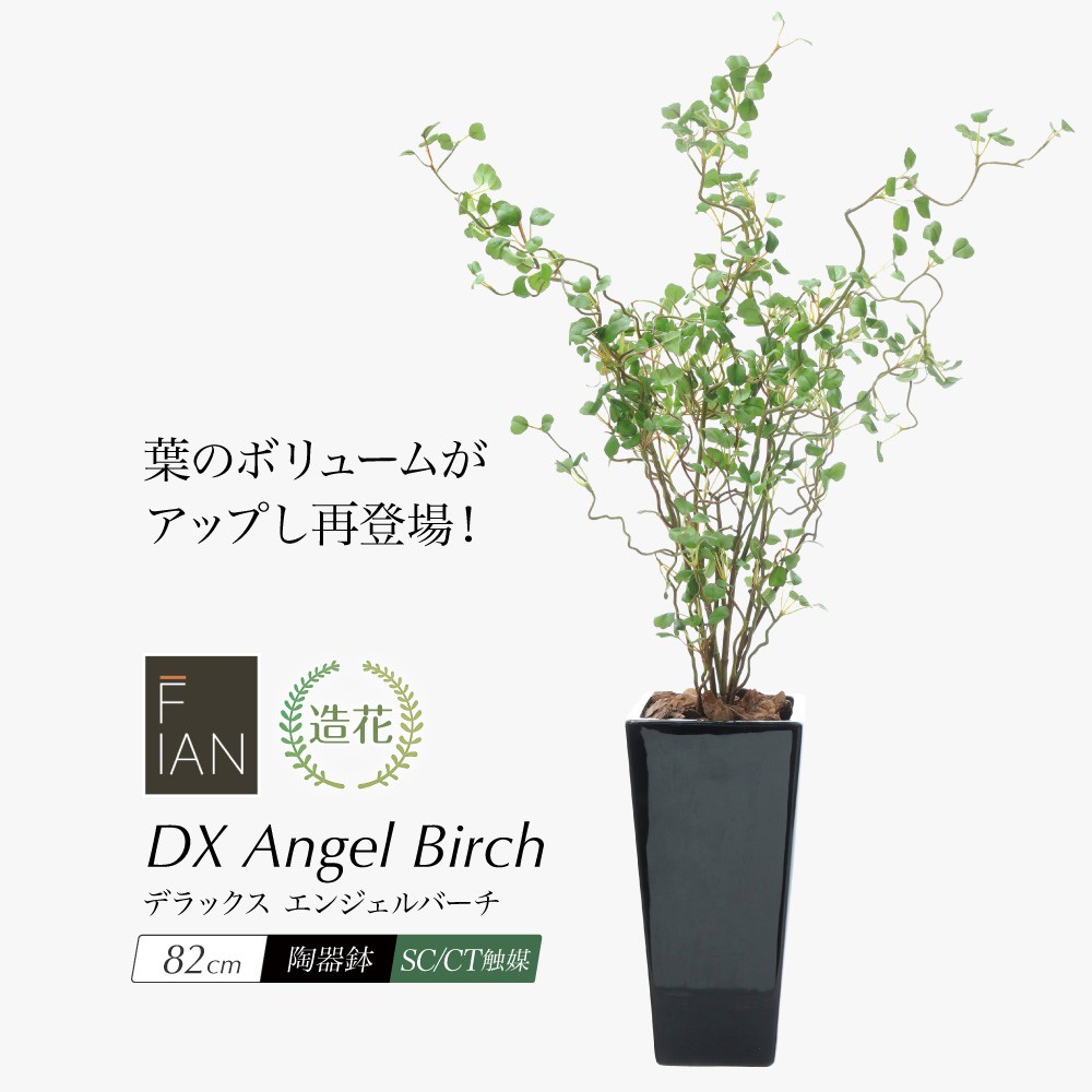 FIAN DXエンジェルバーチ 82cm 陶器鉢付 人工観葉植物 リアル フェイクグリーン 造花 インテリア おしゃれ 光触媒 CT触媒 消臭 抗菌 お祝い 開店 開業祝い[fd] 人気