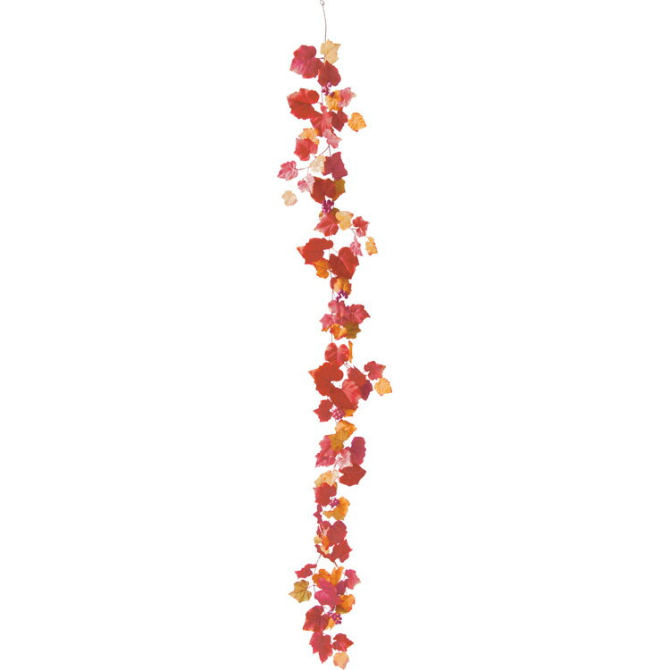 造花 花材 アーティフィシャルフラワー オータムリーフガーランド レッド 206cm 撮影 小道具 小物 撮影用