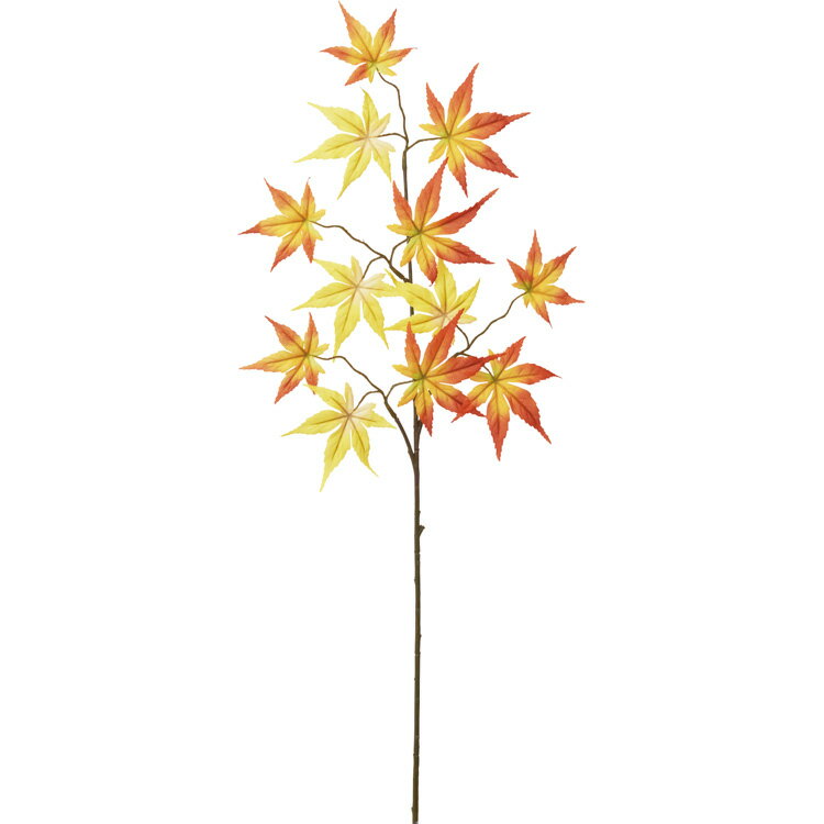 【マラソン期間中P5倍】造花 花材 アーティフィシャルフラワー モミジ イエロー 64cm 撮影 小道具 小物 撮影用