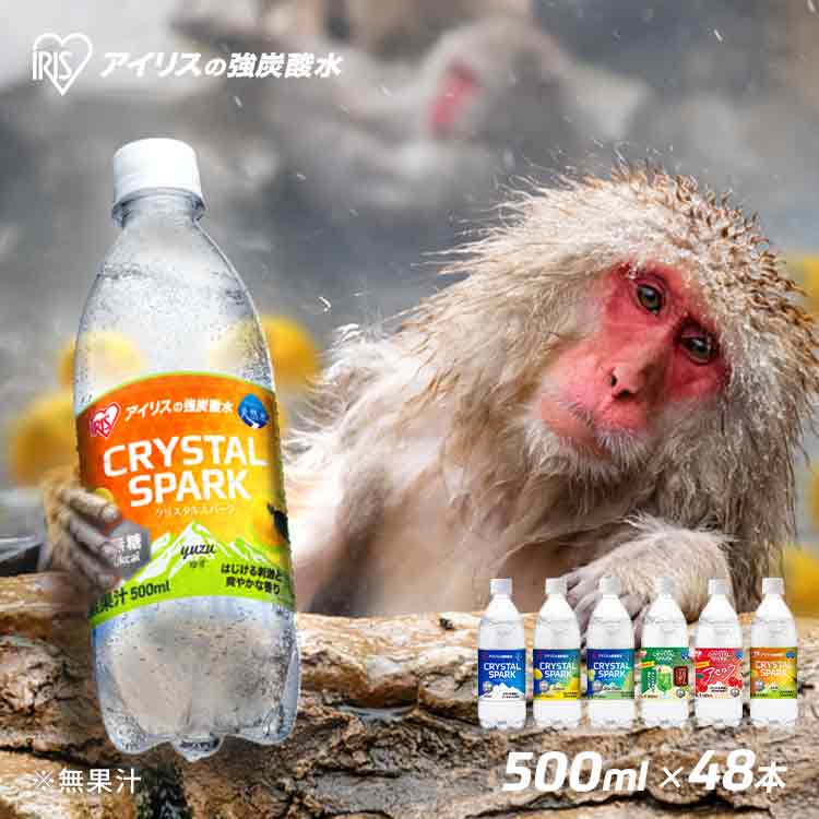 ★新フレーバー登場!★【お好きな組み合わせで購入可!】 炭酸水 500ml 送料無料 48本 (24本×2ケース) 強炭酸水 アイリスオーヤマ クリスタルスパー...