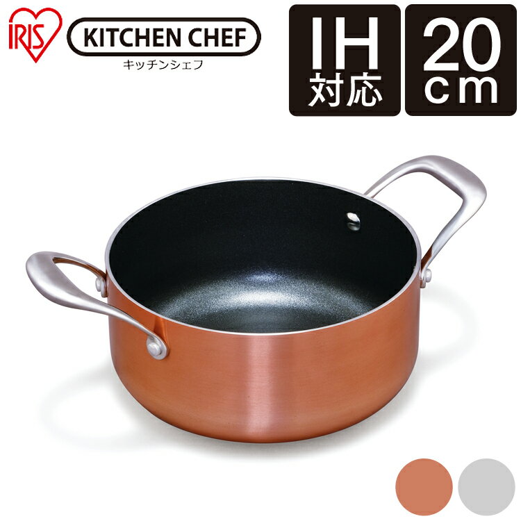鍋 ih対応 20cm 両手鍋 鍋 IH 両手なべ20cm DG-P20 シルバー ブロンズ 送料無料 ダイヤモンドグレイス 両手なべ20cm ダイヤモンドコート なべ 鍋 両手なべ IH 料理 調理 ダイヤモンドコーティング 調理器具 ガス アイリスオーヤマ
