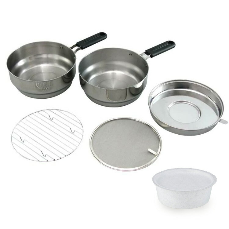 天ぷら鍋 日本製 鍋 IH 送料無料 【鍋 日本製】【B】らく揚げダブルポット【天ぷらなべ オイルポット IH対応 ガス火対応】下村企販 36555【SK】