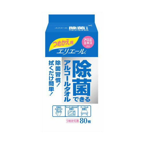 [UN] 大王製紙 エリエール除菌ウエット詰替 80枚【D】