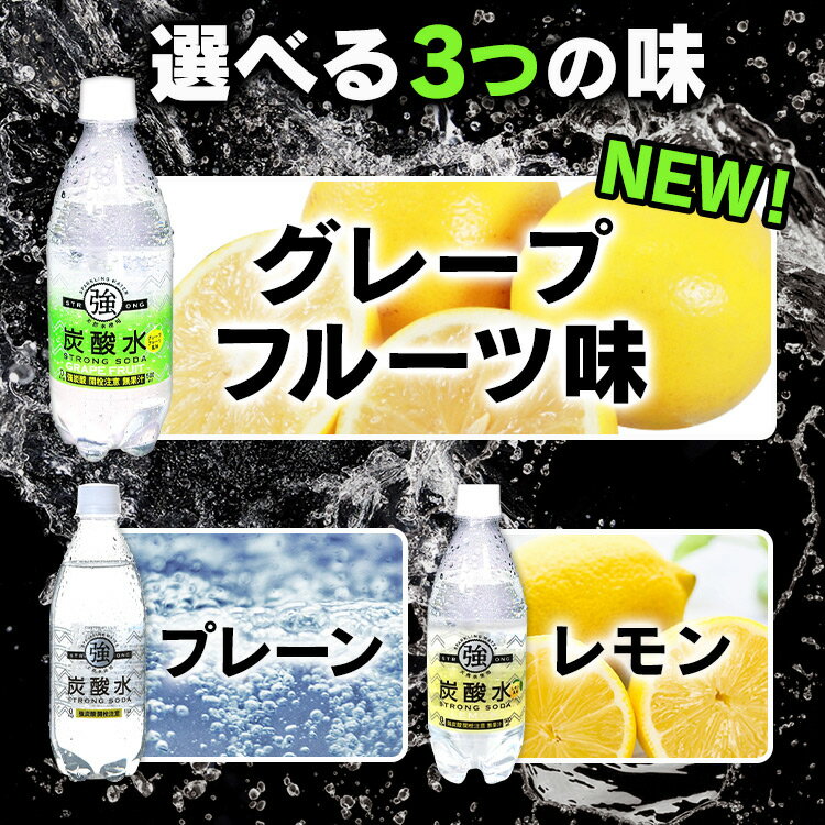 《目玉価格 ! ! !》炭酸水 500ml×48本 送料無料 強炭酸水 ラベルレス 500ml 48本 炭酸水 レモン グレープフルーツ プレーン 炭酸水 強炭酸 炭酸 飲料 500ML セット 友桝飲料 国産 炭酸含有量 ガスVOL 4.8 【D】【代引き不可】【wgs】