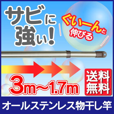 物干し 竿 ハンガーラック 長さ170〜300cm オールステンレス物干し竿 伸縮タイプ ASU-300 ブラウン 送料無料 タオル バスタオル オールステンレス物干し竿 軽い 竿台用 乾燥洗濯機 アイリスオーヤマ おしゃれ 洗濯物干しベランダ 物干し台 伸縮 【あす楽休止中】