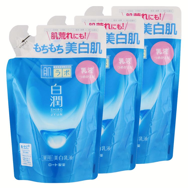 肌ラボ 詰め替え 乳液 白潤 【3個】 薬用美白 詰替え 140mL たっぷり 保湿 うるおう 明るい肌 肌ケア ロート製薬 【D】