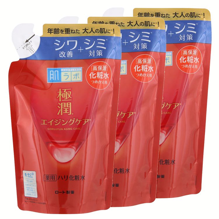 肌ラボ 詰め替え 化粧水 極潤 【3個】 薬用ハリ 詰替え用 170ml スキン フェイス 研究 ビューティ コスメ トラブル 解消 シワ シミ 改善 ロート製薬 【D】