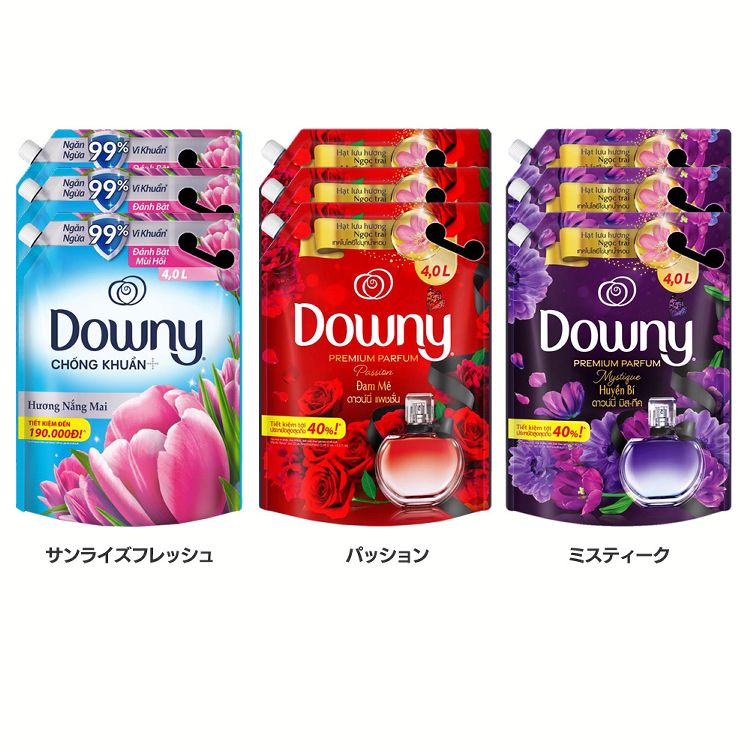 柔軟剤 洗濯用洗剤 アジアンダウニー 4L Downy つめかえ用 液体洗剤 大容量 濃縮 ダウニー 詰替 液体柔軟剤 D