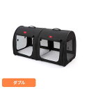 ポータブル・ケージ/ダブル/オールブラック PTOF2109021 ポータブルケージ 犬 猫 ケージ ペットケージ ソフト素材 折りたたみ 連結 防災 移動 ふ...
