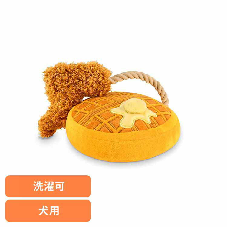 バーキングブランチ チキン＆ワッフル 犬用おもちゃ ペット用おもちゃ 犬用ぬいぐるみ 室内遊び 丈夫な..