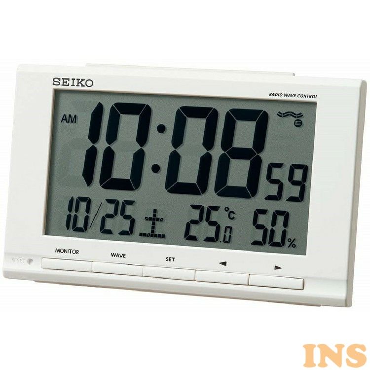 セイコー電波目覚まし時計 ホワイト SQ789W時計 クロック 置き時計 デジタル カレンダー 温度計 湿度計 インテリア セイコークロック 【D】【B】