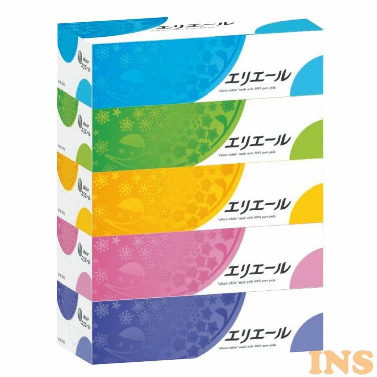 エリエール ティッシュ 180組×5箱 パルプ100% 大王製紙 ティッシュペーパー なめらか 柔軟剤 肌ざわり ..