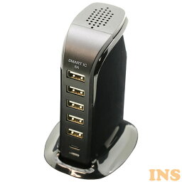 DESKTOP AC USB×5 Type-C×1 8A ブラック AC充電器 6ポート USB Type-C コンセント コード ケーブル SmartIC 充電 【D】【B】