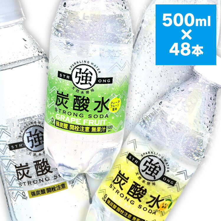 《目玉価格》炭酸水 500ml×48本 送料無料 強炭酸水 ラベルレス 500ml 48本 炭酸水 レモン グレープフルーツ プレーン 炭酸水 強炭酸 炭酸 飲料 500ML セット 友桝飲料 国産 炭酸含有量 ガスVOL 4.8 【D】【代引き不可】【wgs】