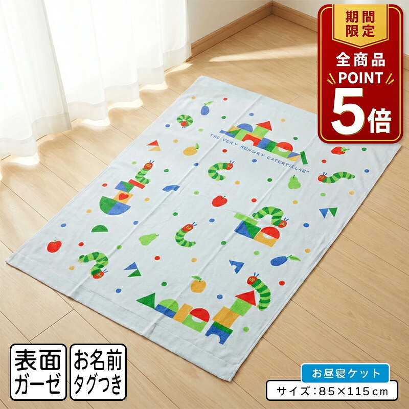 【ポイント5倍 20日20:00~26日1:59】【メール便送料無料】はらぺこあおむし タオルケット 表ガーゼ ハーフサイズ 85×115cm 積み木ドット 綿100% ネームタグ付き キャラクター お昼寝ケット 保育園 幼稚園 子供 キッズ ジュニア かわいい 男の子 女の子 [okt]