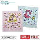 【GW限定ポイント5倍 5月6日23:59迄】ディズニー プリンセス ハンドタオル 柄違い 2枚セット 34×35cm 綿100% 表ガーゼ グッドラック キャ...