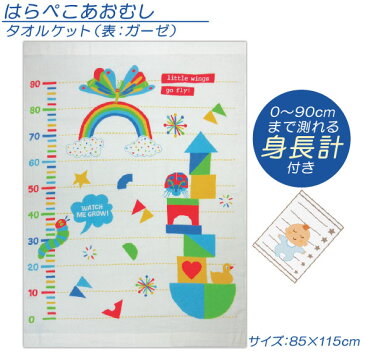【送料無料】■はらぺこあおむし・タオルケット(お昼寝ケット)(表ガーゼ)(ツミキタワー)(身長計の目盛付き)■☆キャラクタータオルケット☆【ガーゼ生地】