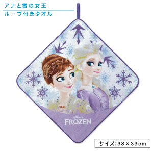 ディズニー アナと雪の女王 ループタオル 33×33cm 綿100％ ネームタグ付き 制菌加工 シャイニングパープル キャラクター アナ エルサ 保育園 幼稚園 手拭き 口拭きタオル ループ付きタオル 女の子 おしゃれ ハンカチ ハンドタオル おしぼりタオル[rt1]【メール便OK】