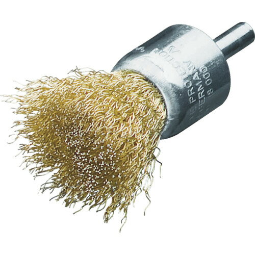 電動工具等に容易に取付が可能です。高品位の線材を使用しており、耐久性に優れ、長寿命です。ネジリのある真鍮線で効率的にバリ取り作業ができます。奥まった場所や、角部分などの底面・コーナー研磨に。線径(mm)：0.25外径(mm)：30毛材：高張度真鍮波線全長(mm)：68毛丈(mm)：25軸径(mm)：6.0軸長(mm)：20最高使用回転数(rpm)：18000軸:スチール線材:真鍮線作業時は必ず安全帽、安全メガネなどの保護具をご着用ください。　