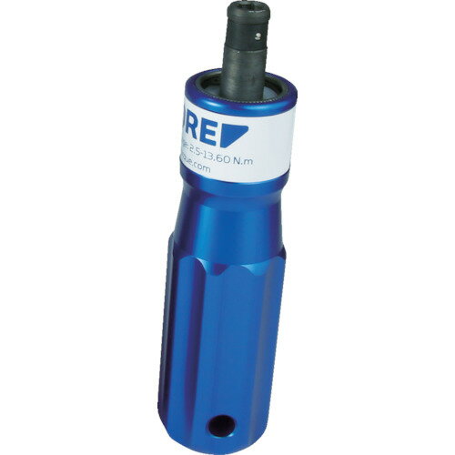 アルミニウムで非常に軽く、正確なトルクで締め付けができます。設定のトルク値に達すると空転するので、常に正確で一定のトルクで締め付けられます。何度も同じトルクで締め付けを行う際に非常に便利です。電子機器組立、ミリタリー関連。トルク調整範囲(N・m)：2.5〜13.6全長(mm)：137差込角(mm)：6.35適応ビット：6.35適応ビット(mm)：6.35負荷方向：右精度：±6%トルク精度：±6%適応ビット溝位置（差し込み寸法）：9.5mmアルミニウム使用時には、お客様でのトルク値設定が必要です。　