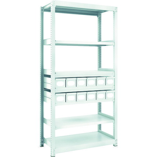 TRUSCO　M2型軽中量棚　H1800　スチール引出付　小X12 M26347A12