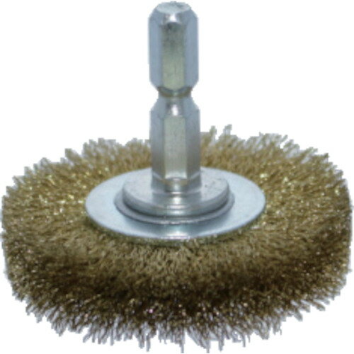 TRUSCO　軸付ホイールブラシ　φ50X軸6．35　真鍮線　線径0．15 TB622460