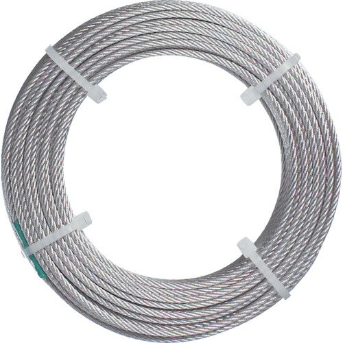 耐食性、耐錆性、耐熱性、耐摩擦性に優れたステンレスロープです。耐候性、耐薬品性を持たせたナイロン被覆タイプです。ロープ径(mm)：1.5(2.0)長さ(m)：5使用荷重(kg)：30被覆外径(mm)：2ワイヤロープの構成：7×7細径タイプステンレス（SUS304）専用スリーブ（CWC-1S:AS1.5×4個付、CWC-15S:AS2×4個付、CWC-2S:AS2.5×4個付）ロープ径の(　)の数値はナイロン被覆を含めた数値です。強く止めたい時は被覆を外して使用ください通常SUS304は非磁性の材料ですが、ワイヤロープの場合には製造工程上、磁性を生じてしまいます。透磁率を要求される場合には適しません。　