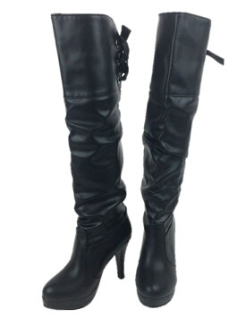 【送料無料】+10cm 美脚 ニーハイ 編込み ロングブーツ レディース ファッション ダンス コスプレ ブーツ ピンヒール 07