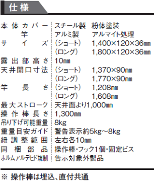 室内物干し＜ものほし上手＞物干し上手天井埋込タイプ・埋込昇降タイプ（ショート・1400mmタイプ）【DAIKEN】【ダイケン】【大建工業】【じゅうたす・住＋】★大型便★