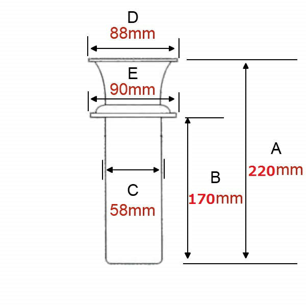 ステンレスツバ付花立筒径58mmツバ下170mm2本（1対）（差し込みタイプ）お墓　中入れ【墓装用品】